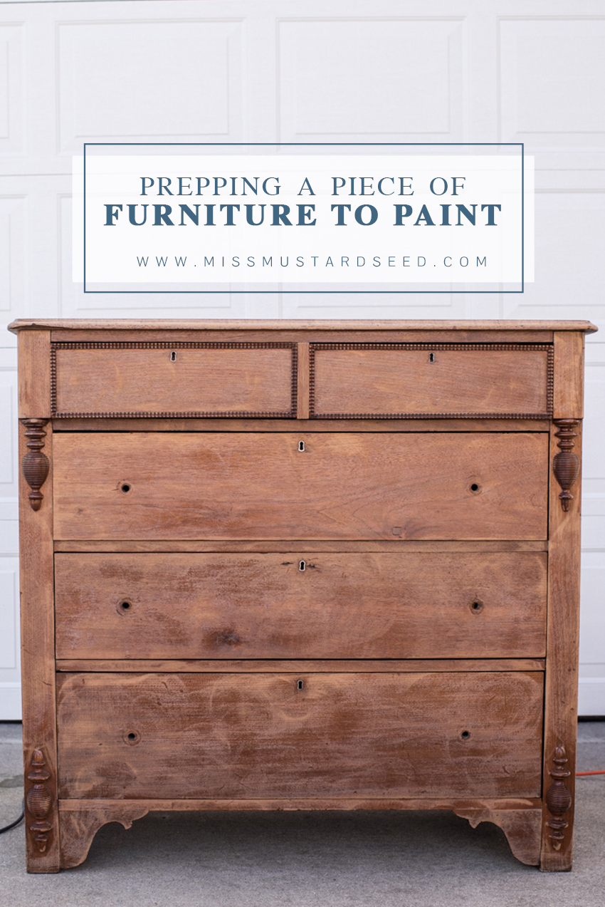 prepping a piece of furniture