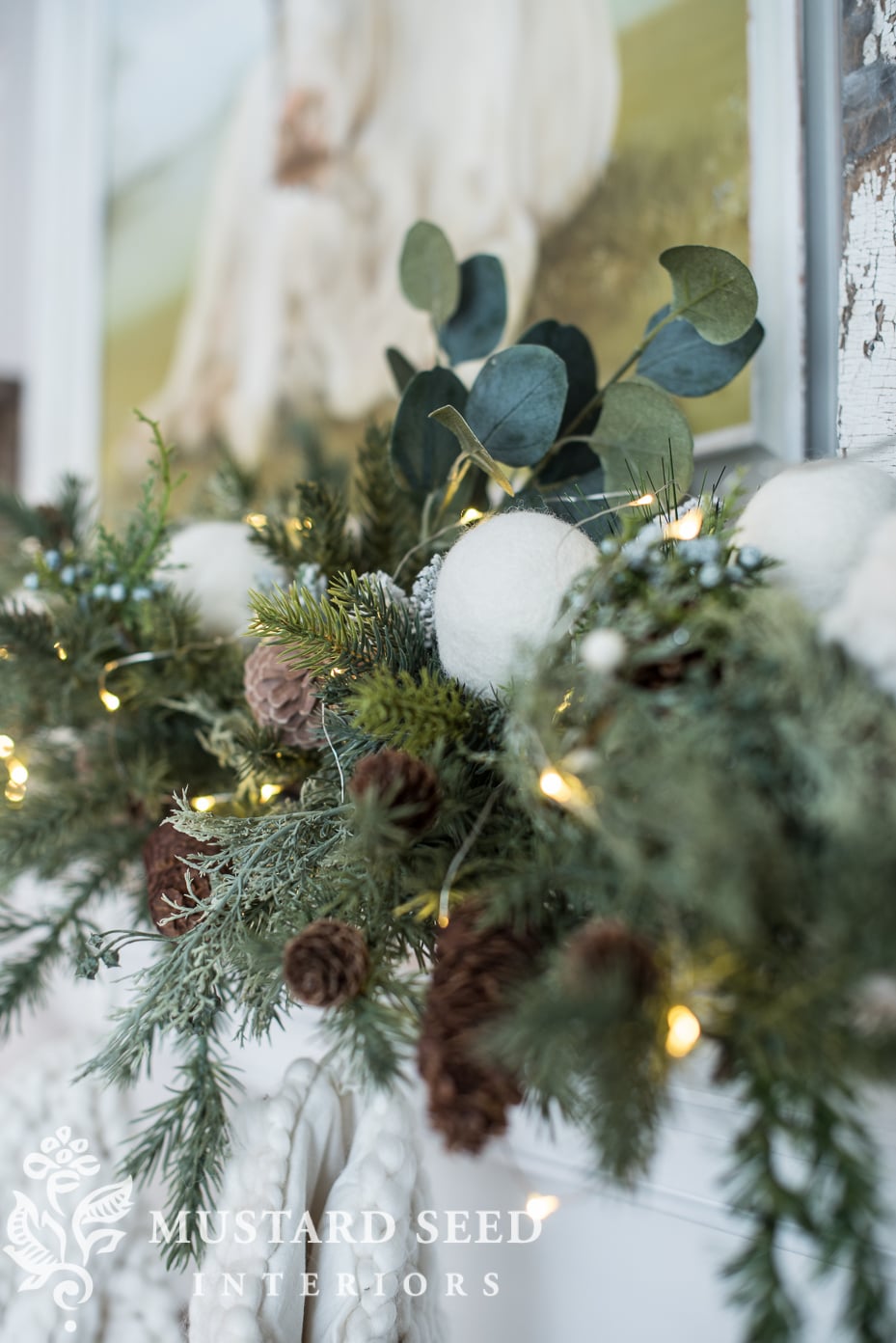 holiday mantel decor | christmas decorating living room | missmustardseed.com