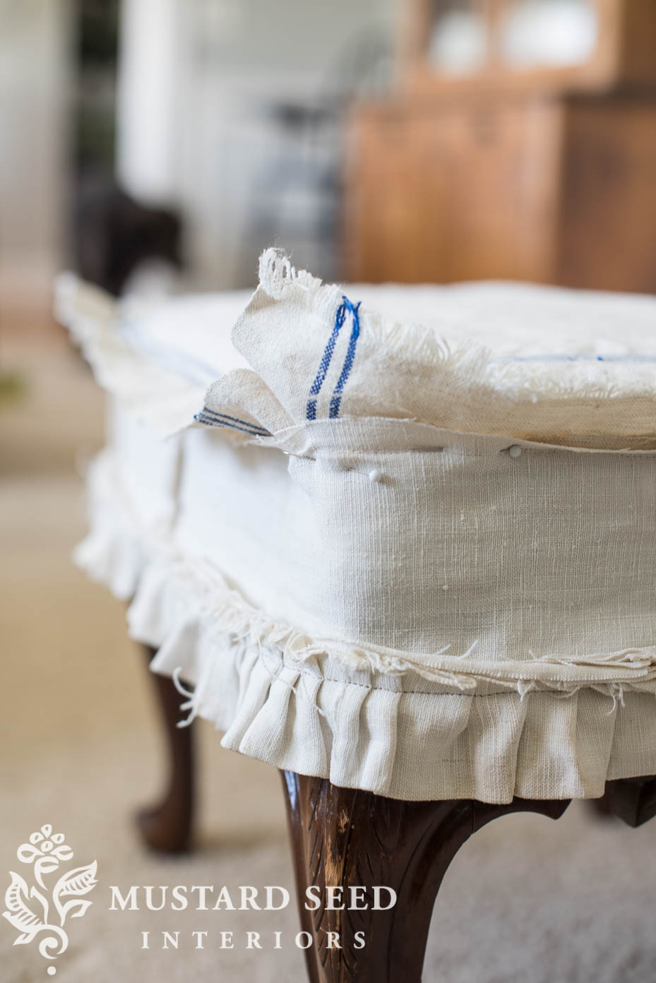 Repaired Ottoman Slipcover Miss Mustard Seed