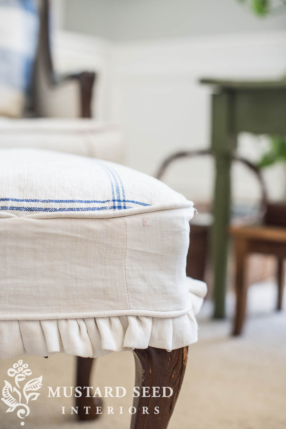 Repaired Ottoman Slipcover Miss Mustard Seed