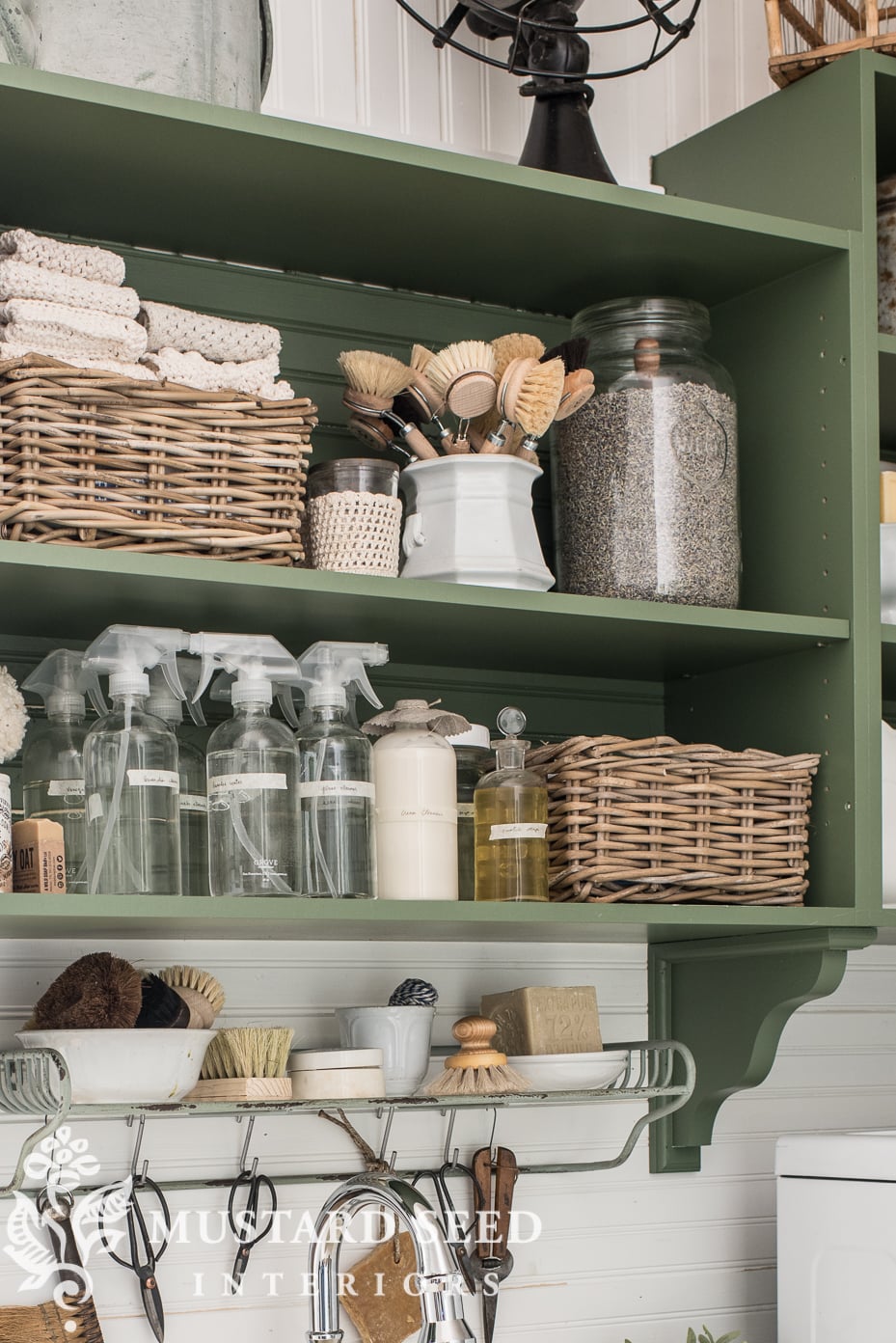 laundry room green white vintage miss mustard seed