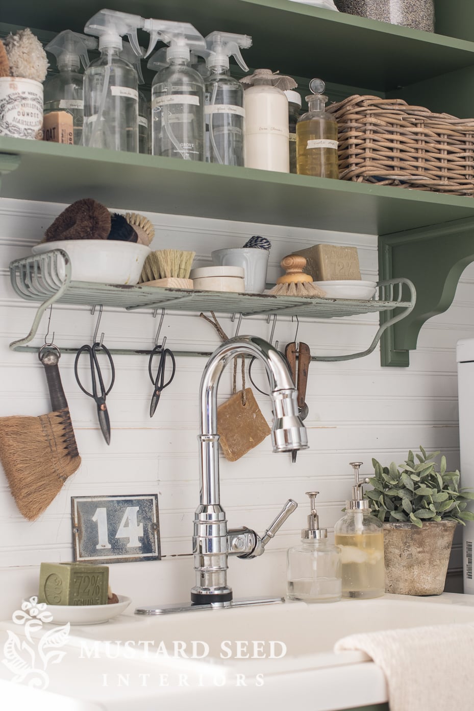 laundry room green white vintage miss mustard seed
