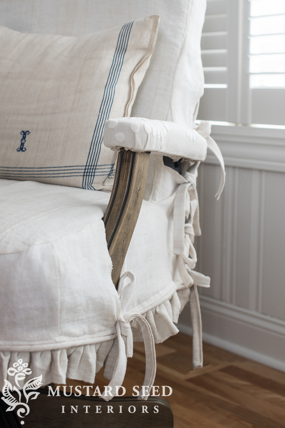 slipcovered office chair | miss mustard seed