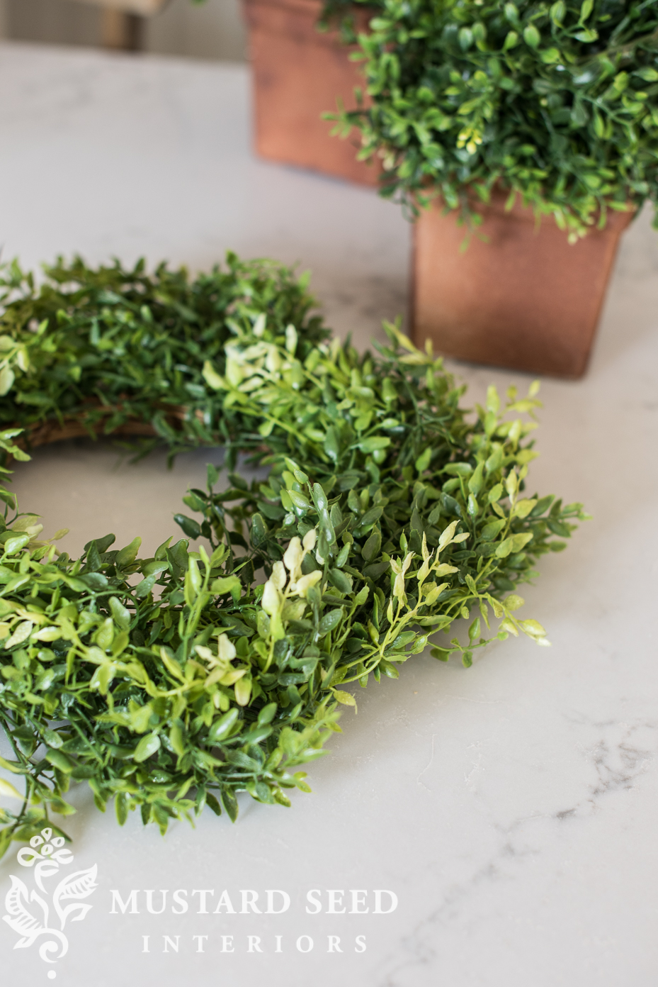 faux boxwood topiaries | miss mustard seed