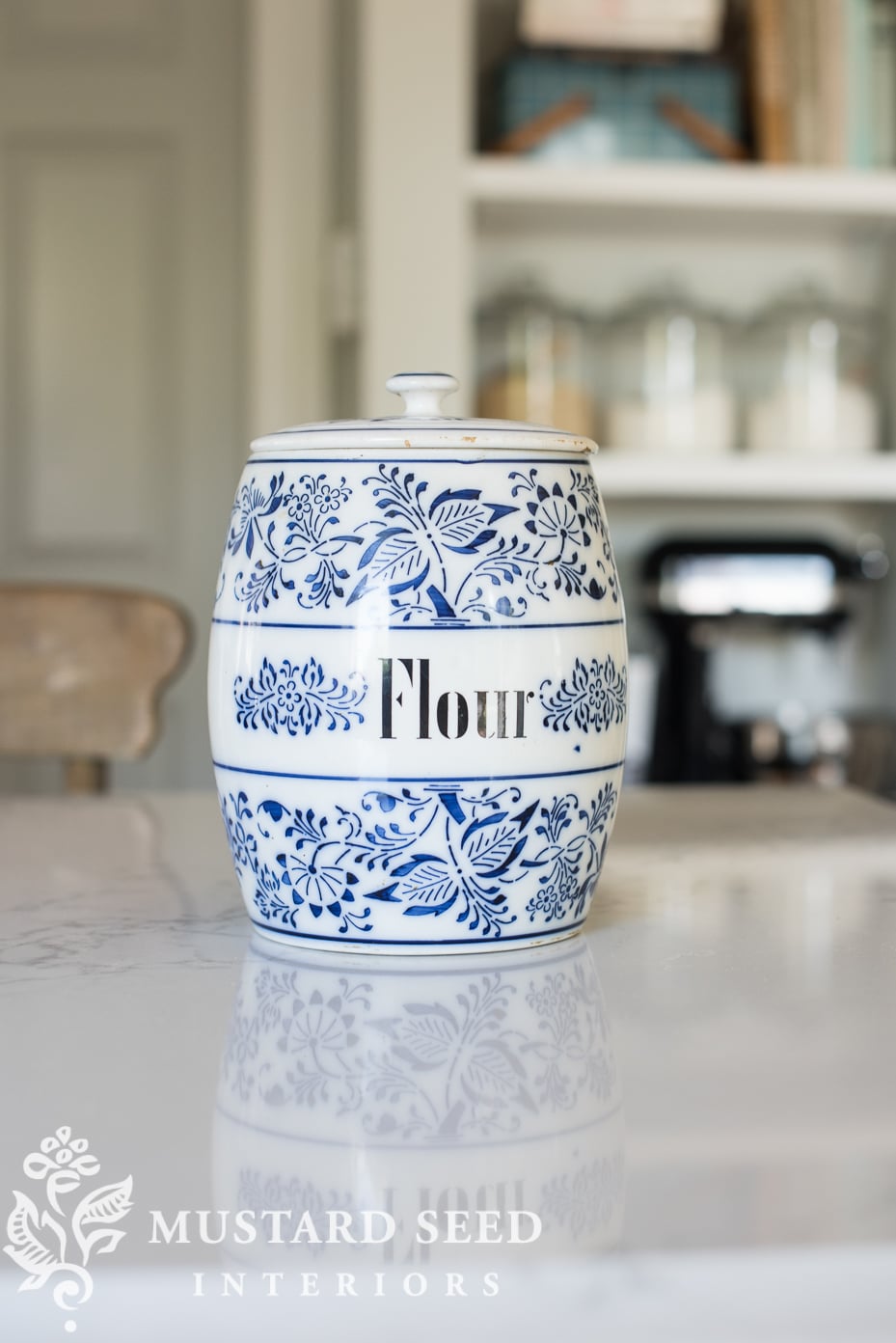 antique blue onion flour jar | miss mustard seed