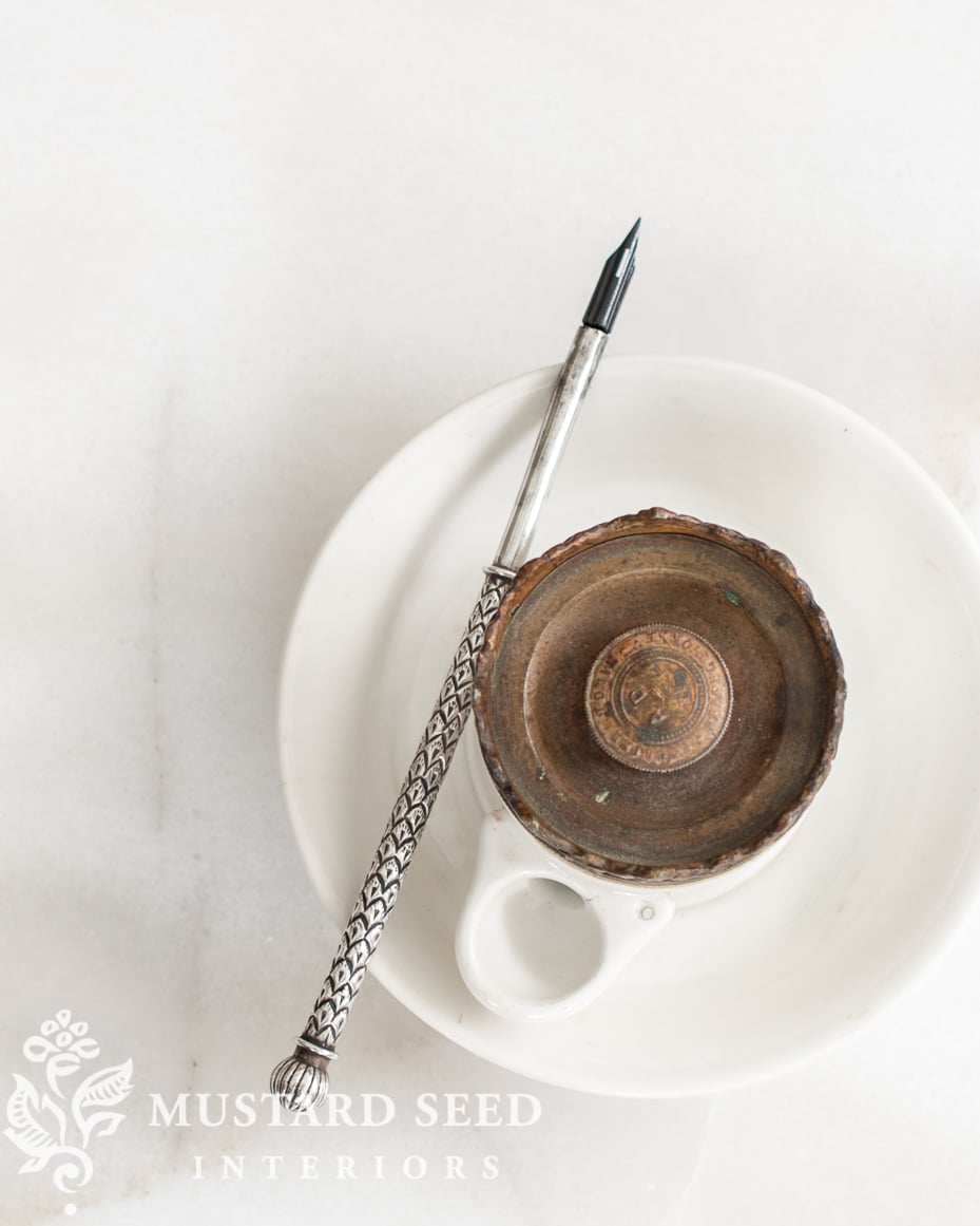 antique porcelain French pump ink well | miss mustard seed