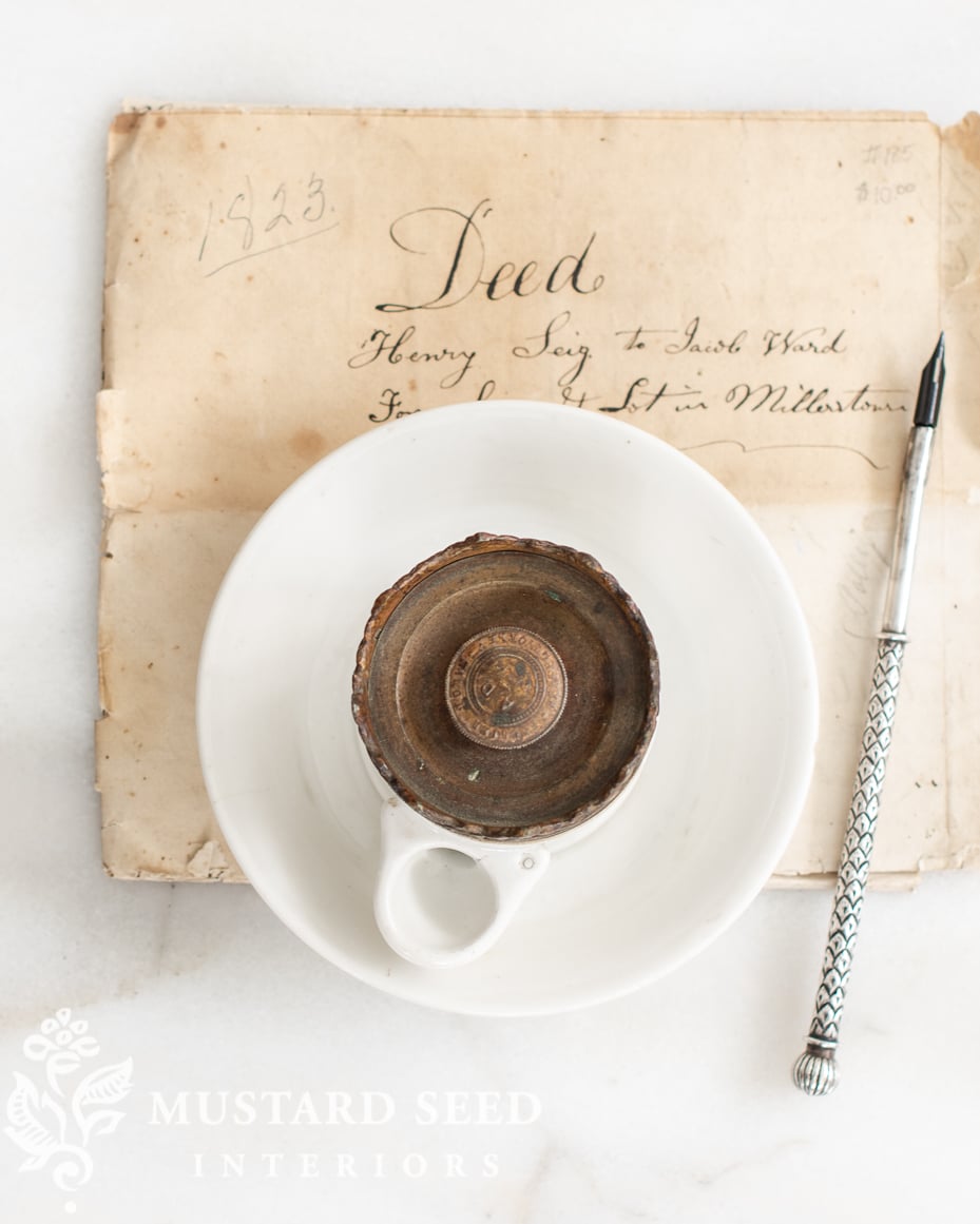 antique porcelain French pump ink well | miss mustard seed