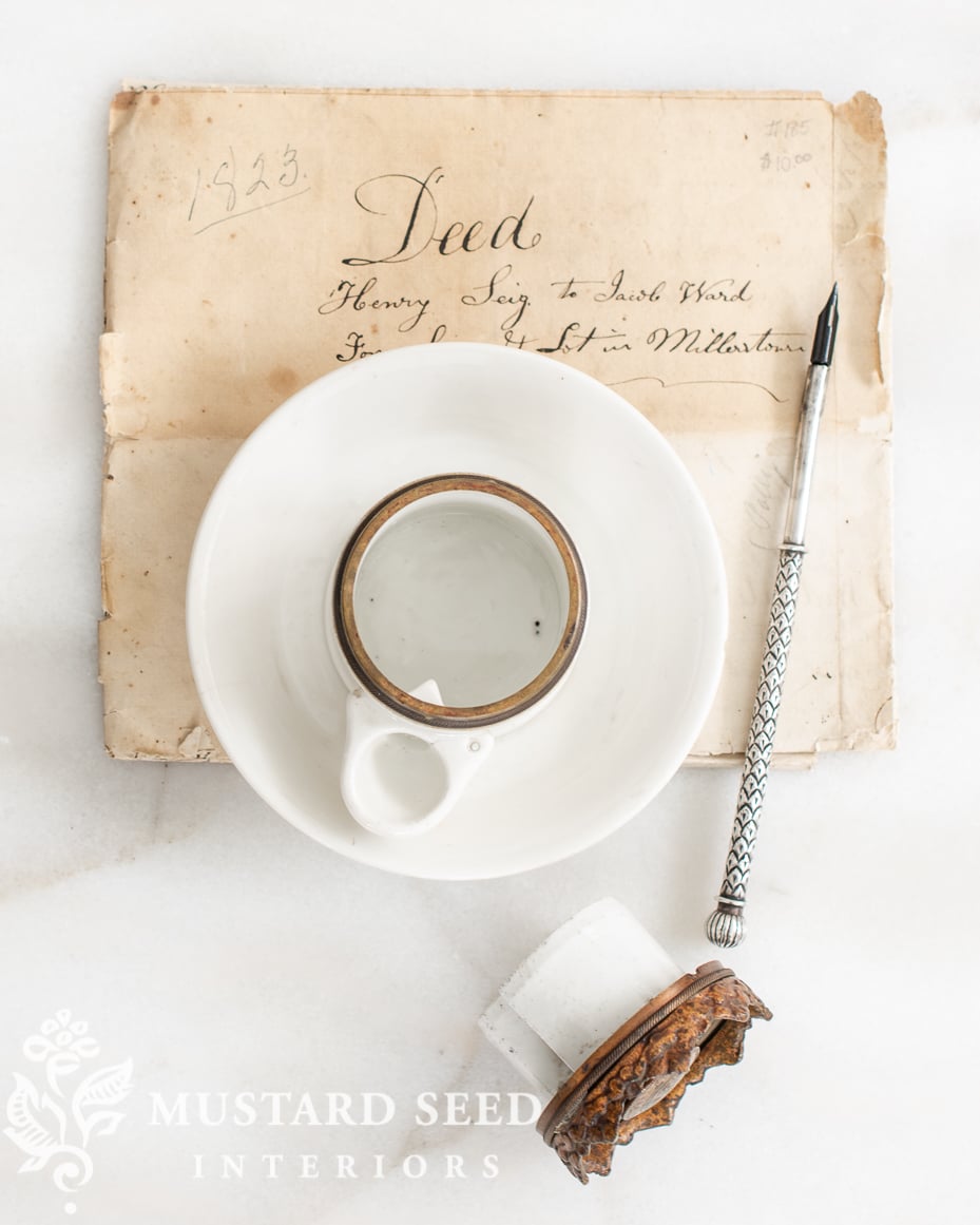 antique porcelain French pump ink well | miss mustard seed