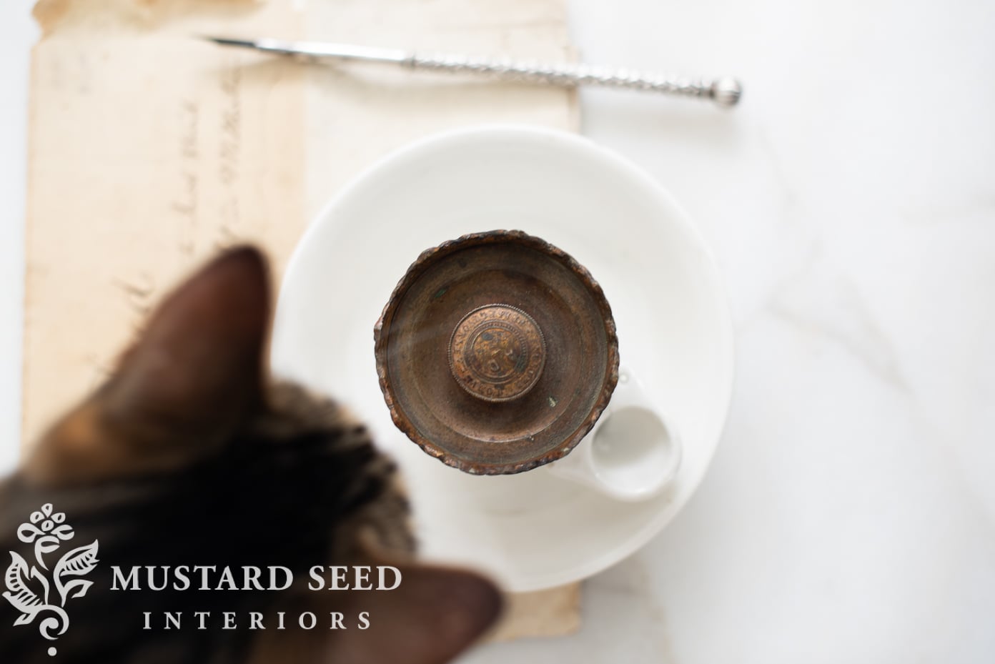 antique porcelain French pump ink well | miss mustard seed