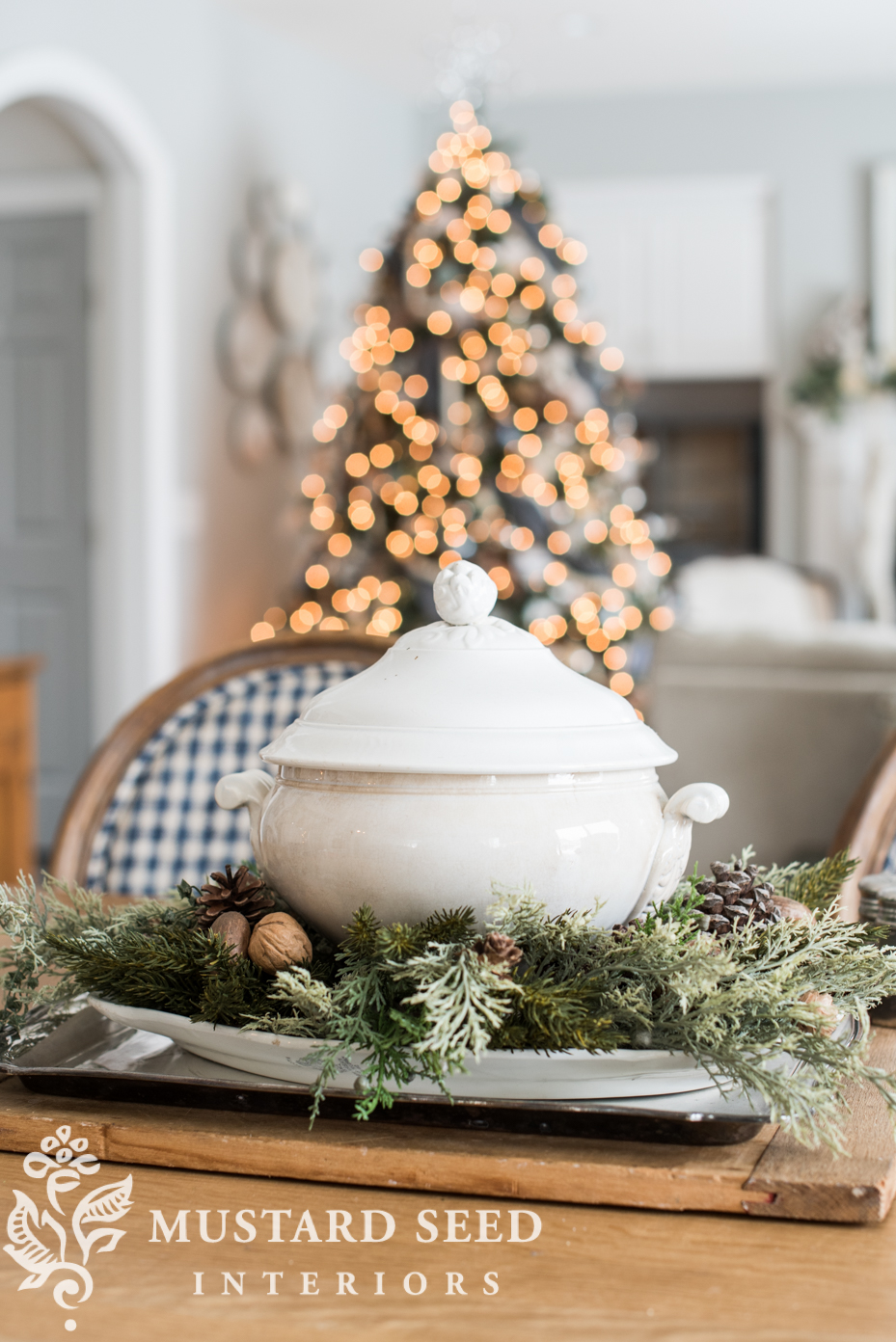 white ironstone tureen | christmas decorating ideas | miss mustard seed