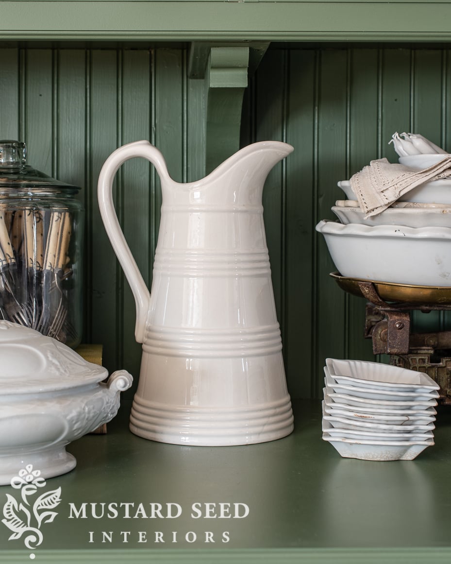 antique white ironstone French pitcher | miss mustard seed