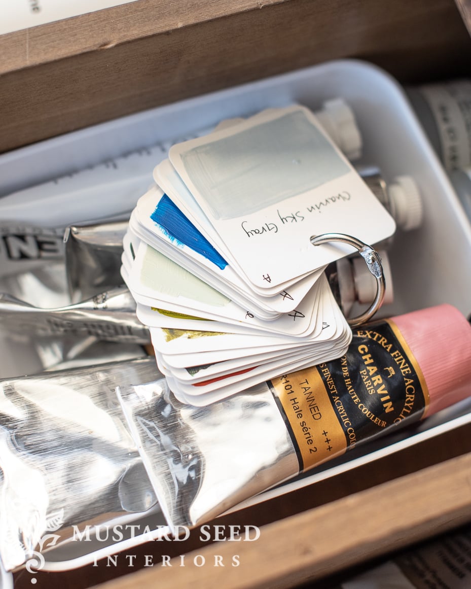 studio organizing | paintings and papers | miss mustard seed
