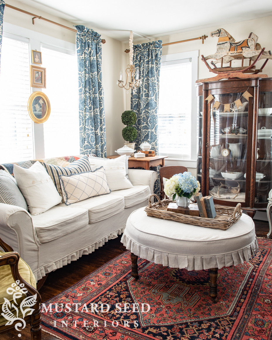 tucker resist chambray fabric curtains | miss mustard seed