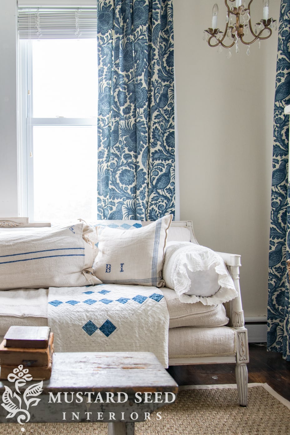 tucker resist chambray fabric curtains | miss mustard seed