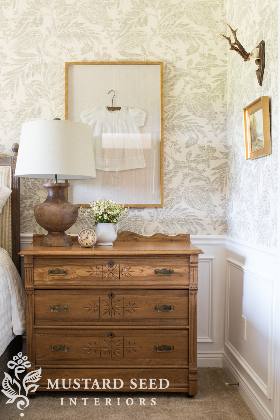 framed antique baby dress | miss mustard seed