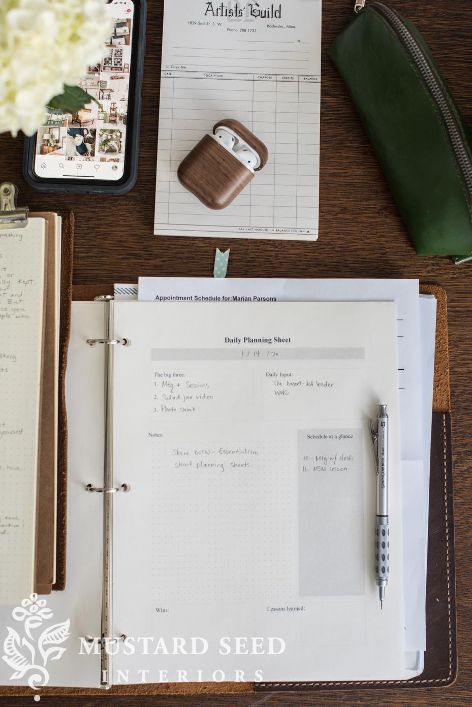 planning my days | miss mustard seed