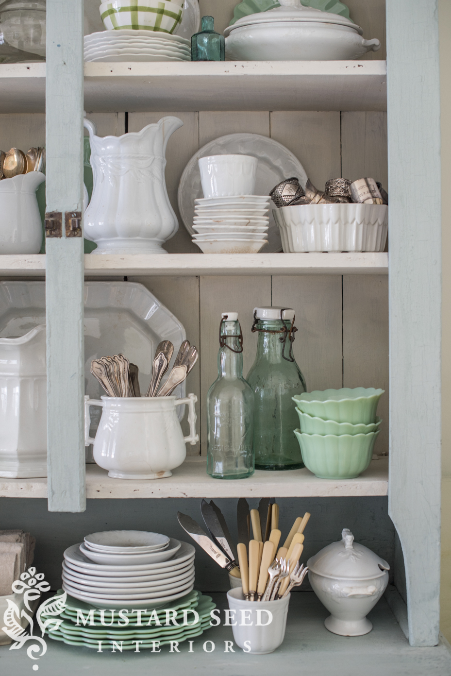 primitive milk painted hutch | miss mustard seed