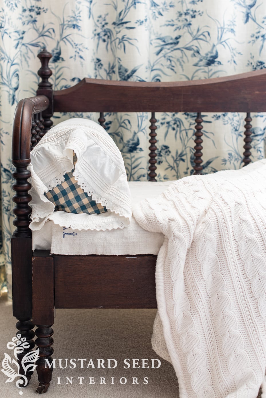 blue and white bedroom | antiques | miss mustard seed