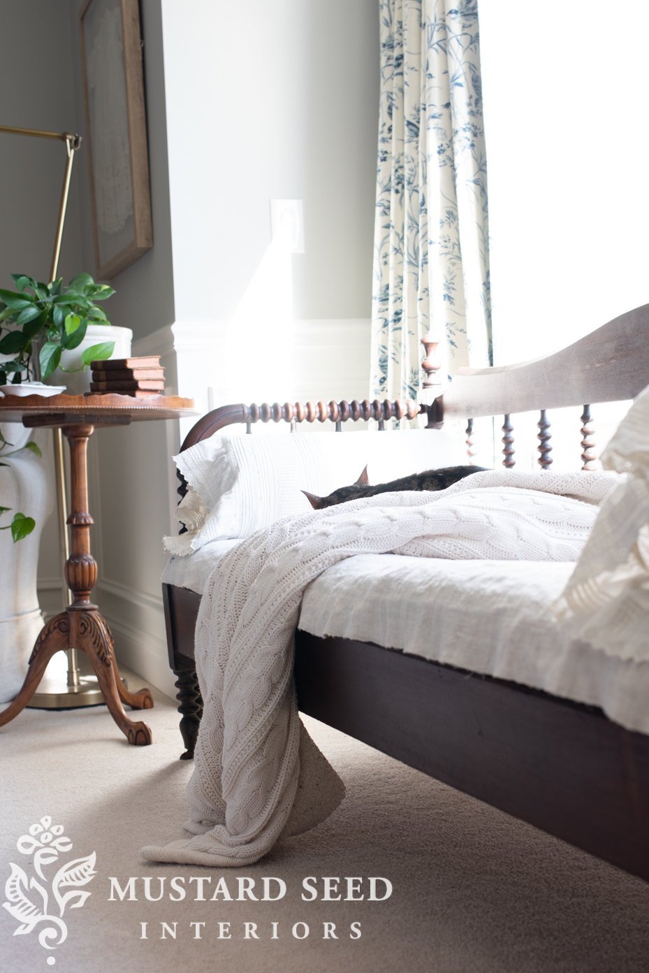 blue and white bedroom | antiques | miss mustard seed