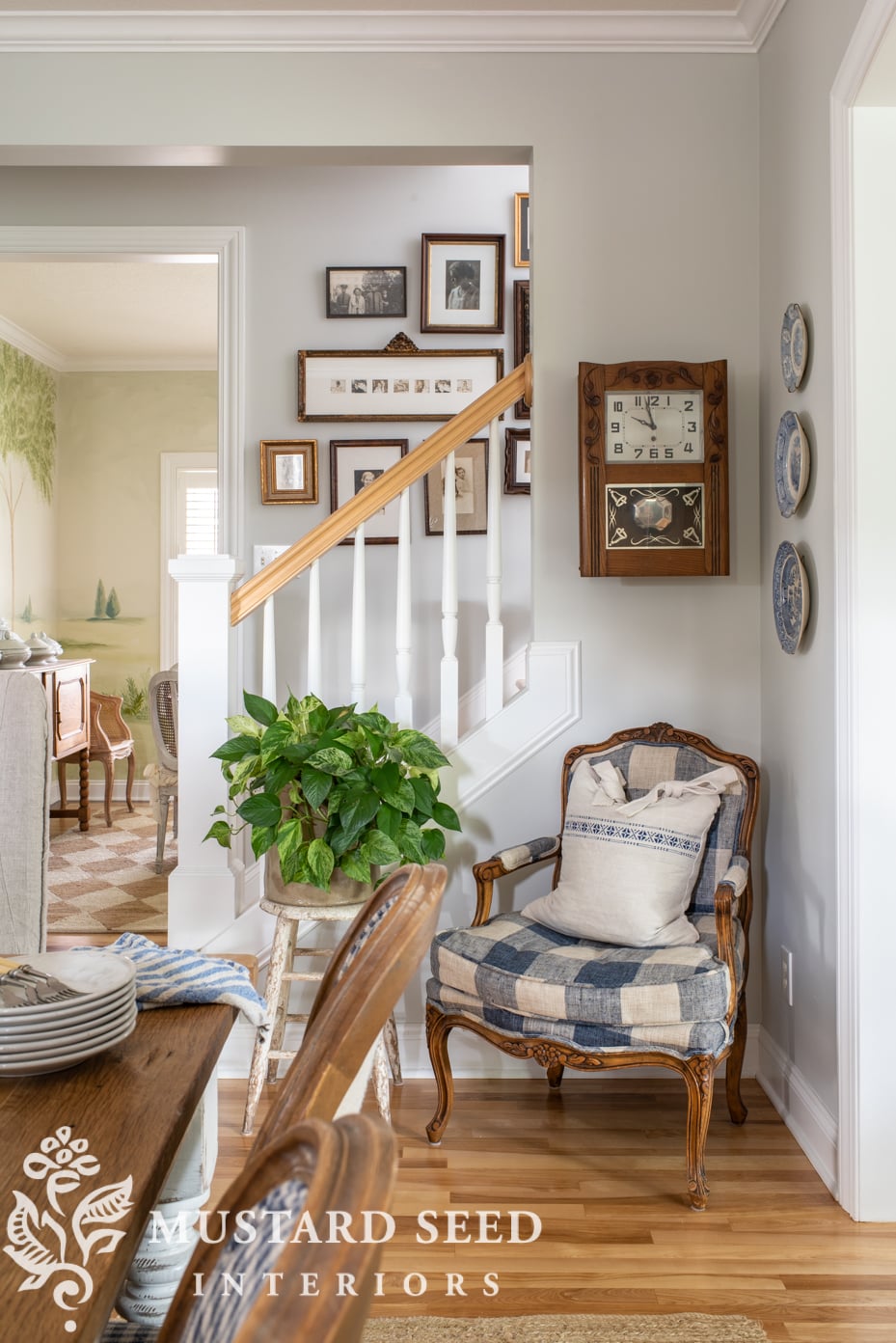 blue and white living room decorating | antiques | miss mustard seed