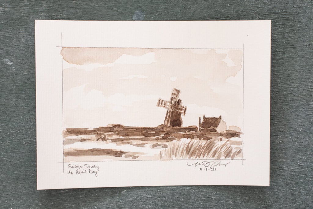 original sepia watercolor on paper | marian parsons | miss mustard seed