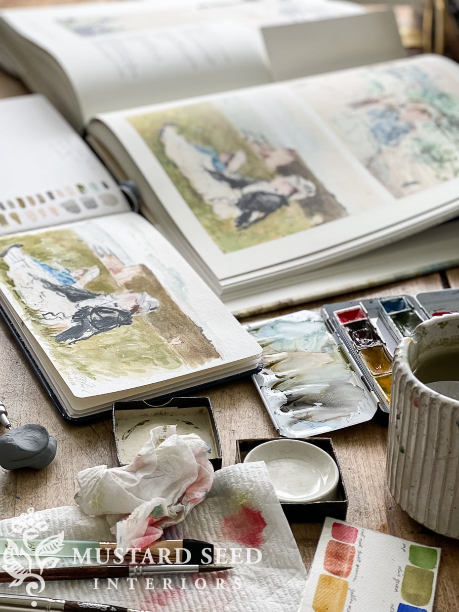sketchbook tour | berthe morisot watercolor study | miss mustard seed