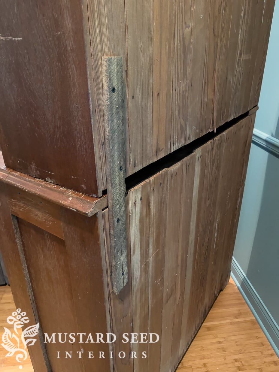 basement family room makeover | antique cabinet | miss mustard seed