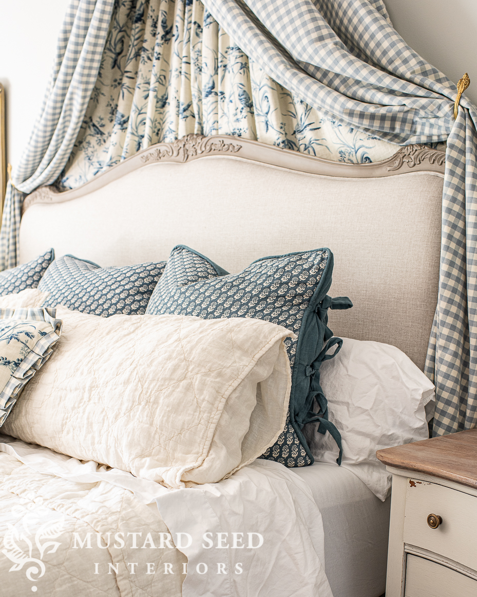 brooklinen bedding | blue and white bedroom | miss mustard seed