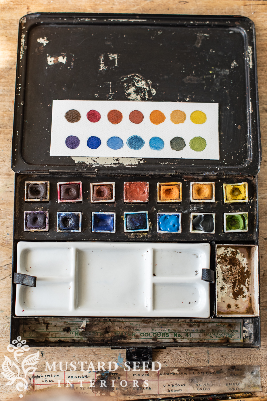 vintage japanned watercolor box | art supplies | miss mustard seed