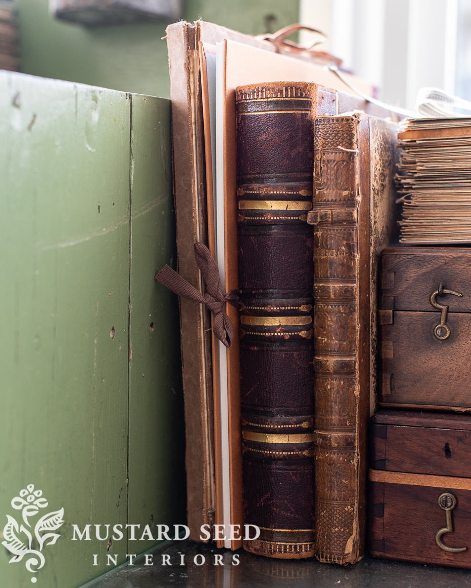 antique books and art portfolio | miss mustard seed