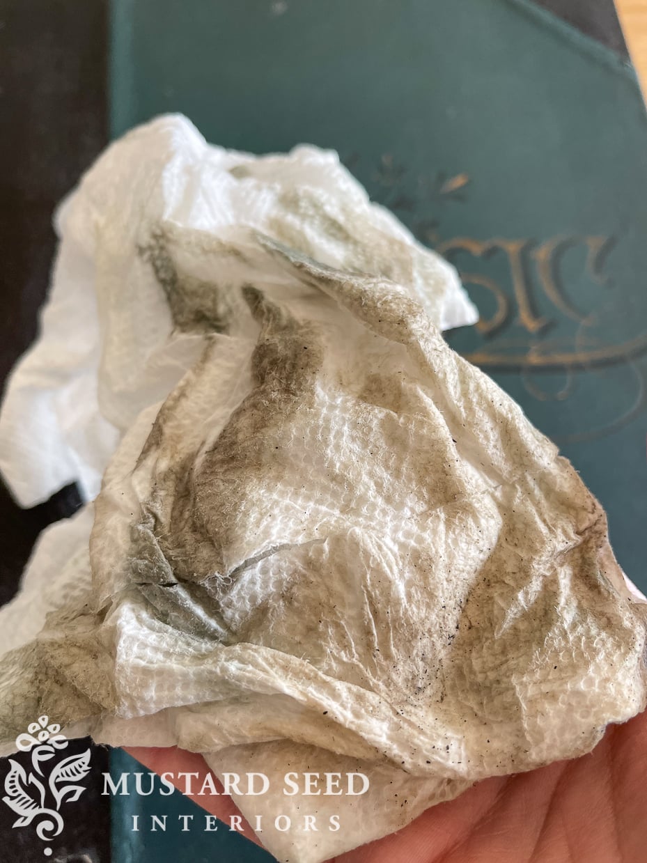 cleaning antique music book cover | miss mustard seed