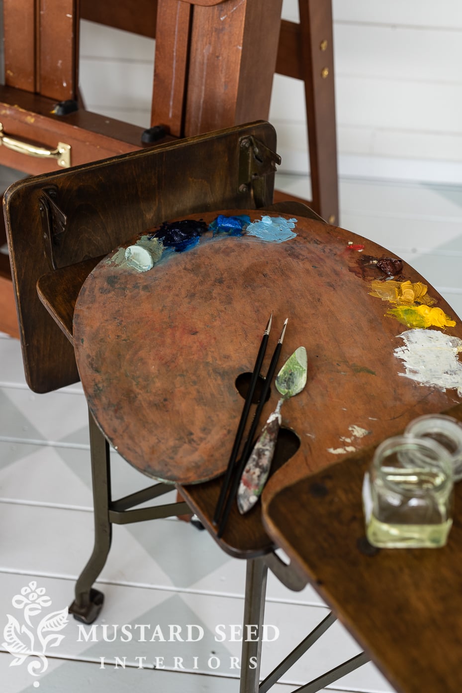 toledo antique oak typewriter table | art studio | miss mustard seed