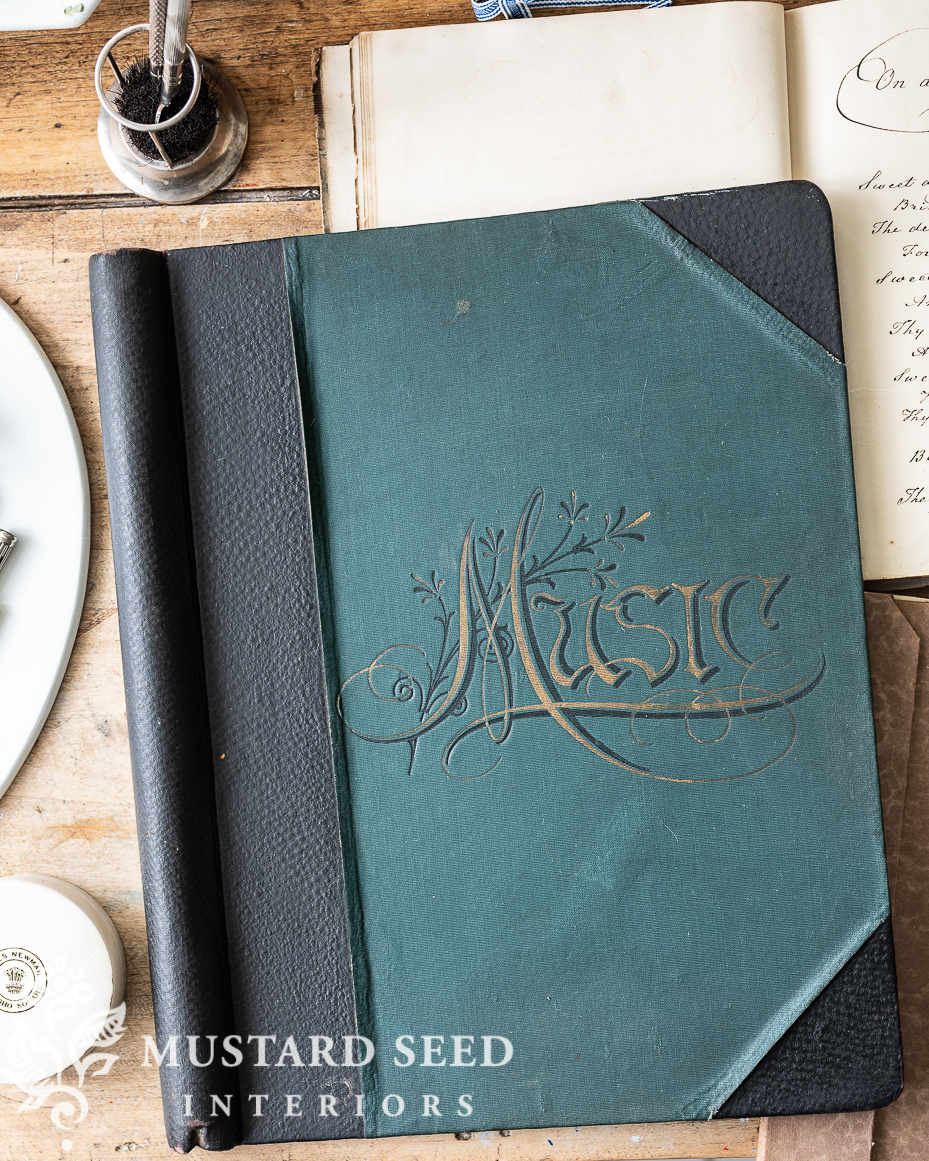 antique music book folder | miss mustard seed