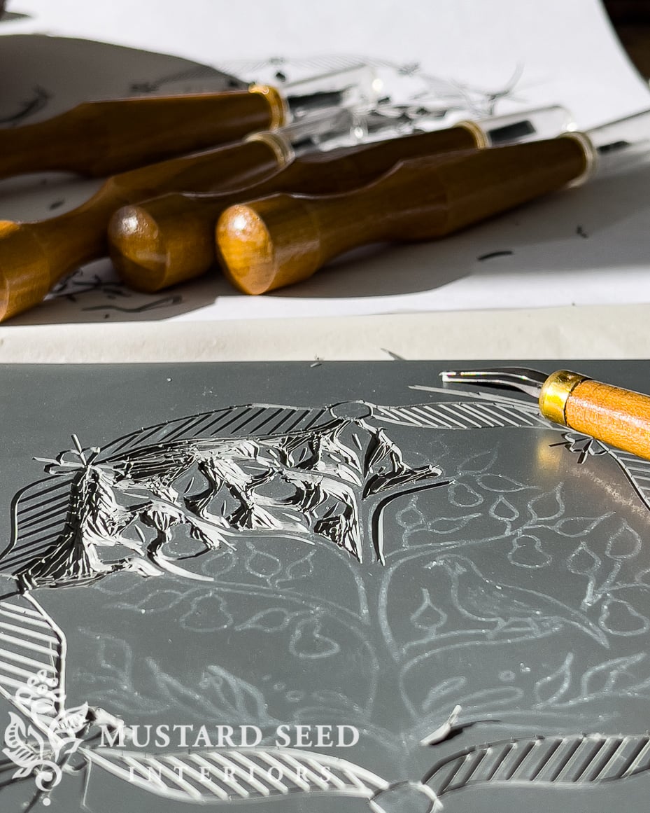 lino cutting| pattern design | miss mustard seed