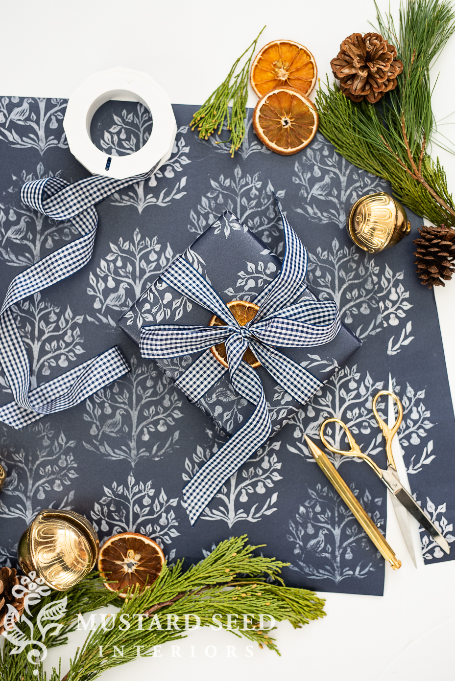 lino printed wrapping paper | miss mustard seed