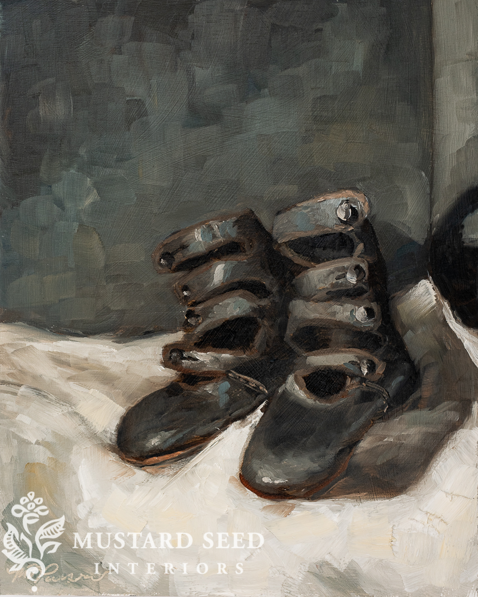 antique baby shoes | oil painting | miss mustard seed