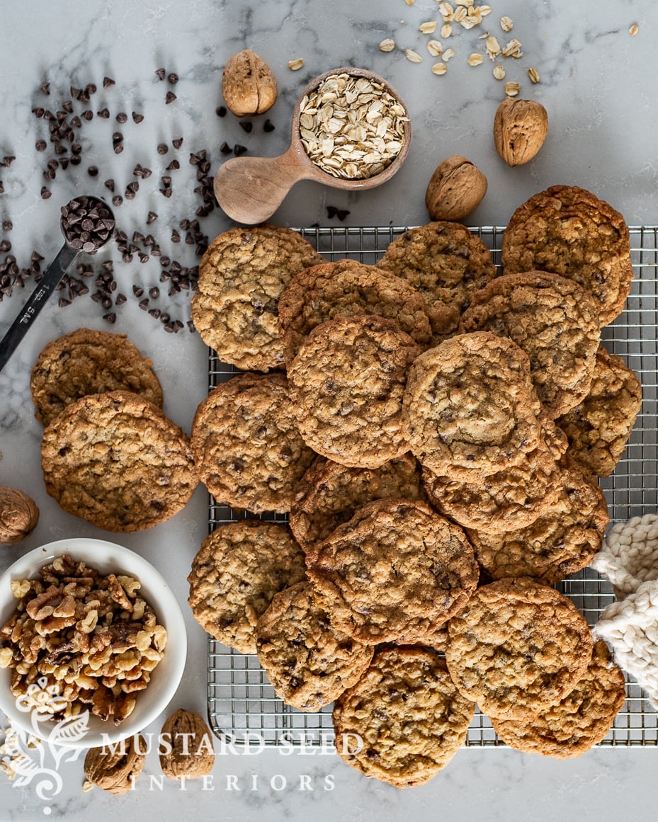 chocolate chip walnut oatmeal cookies | rosa's recipes | miss mustard seed