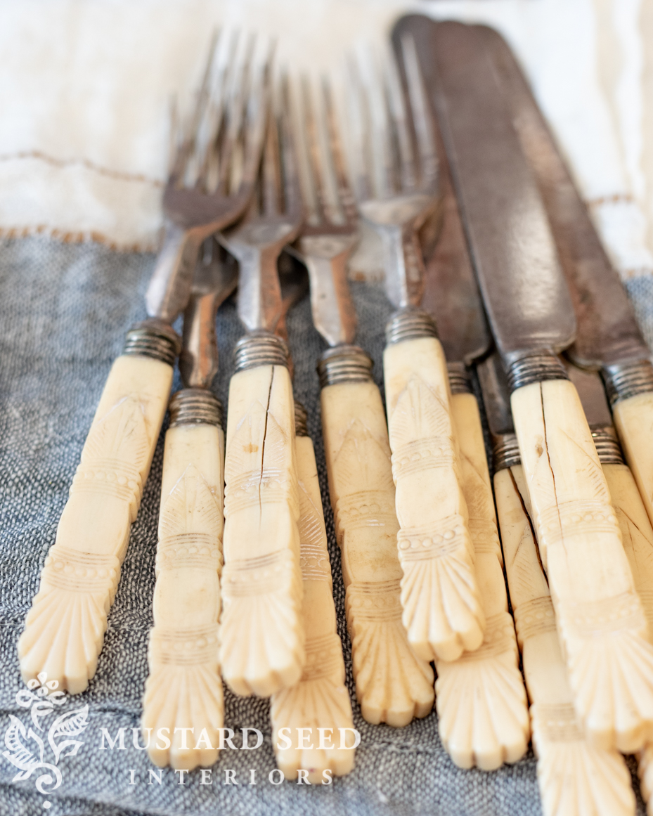 Savory of London bone-handled antique forks and knives | miss mustard seed