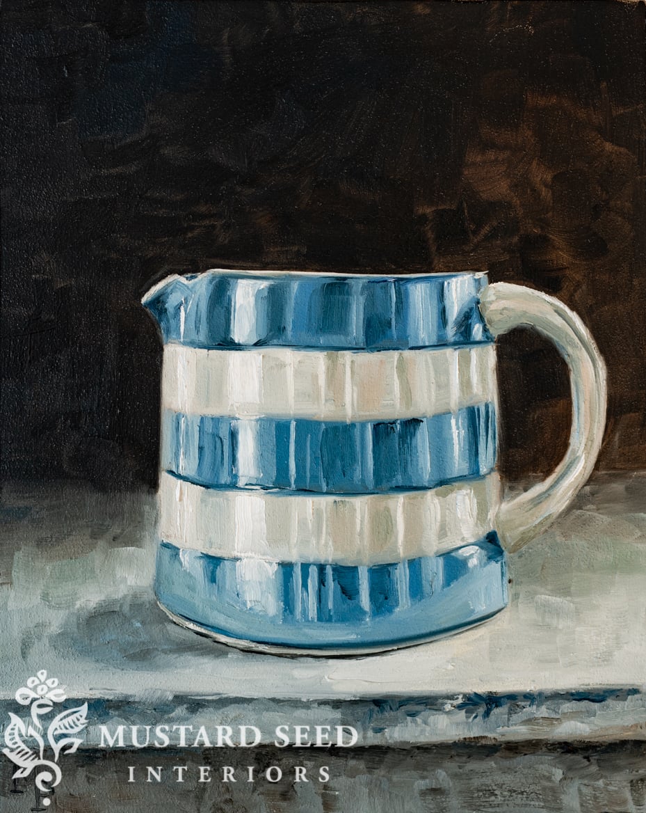 original oil paintings | cornish pitcher| miss mustard seed | marian parsons