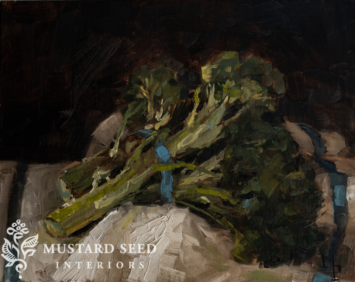 impressionist broccoli still life in oils | miss mustard seed