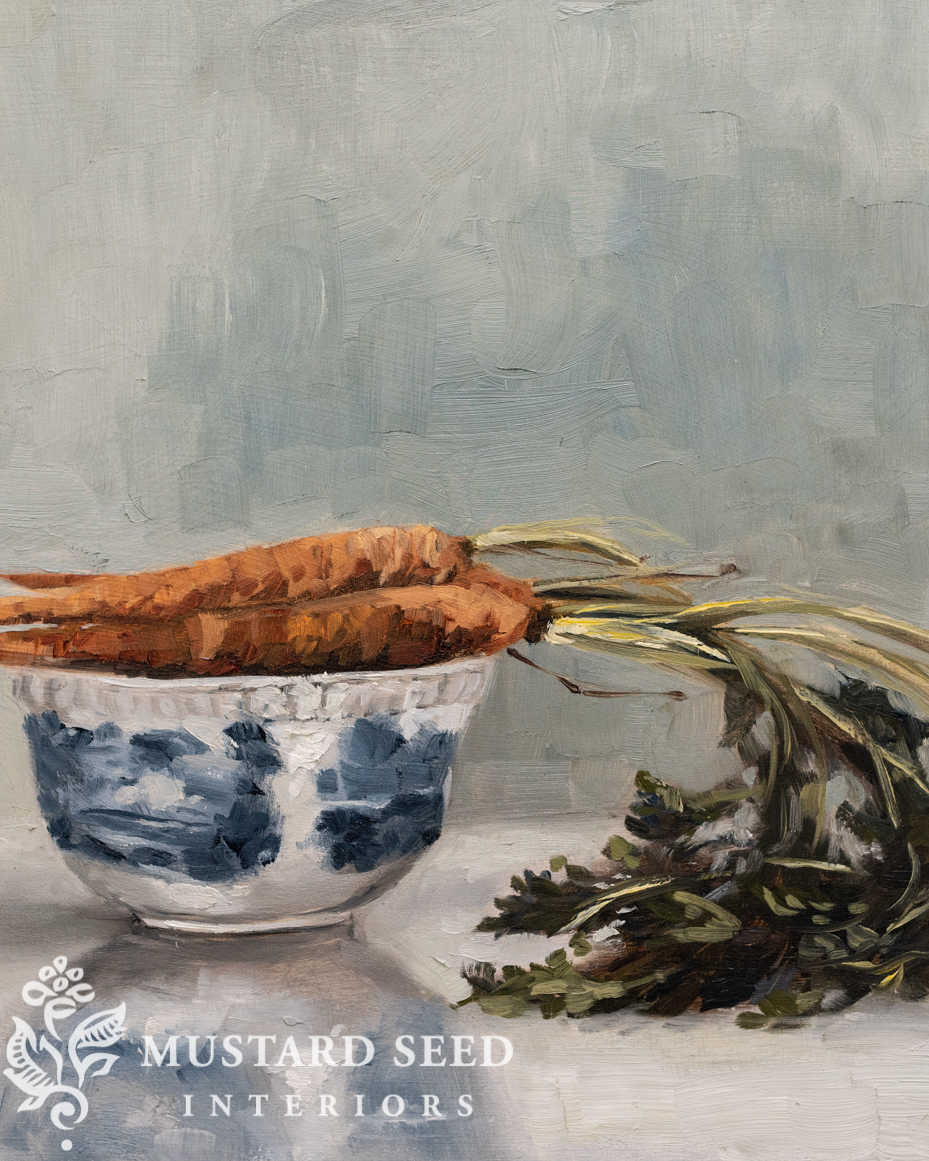 impressionist carrot still life in oils | miss mustard seed