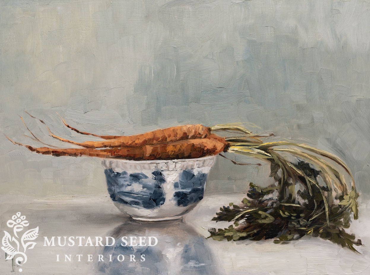 impressionist carrot still life in oils | miss mustard seed