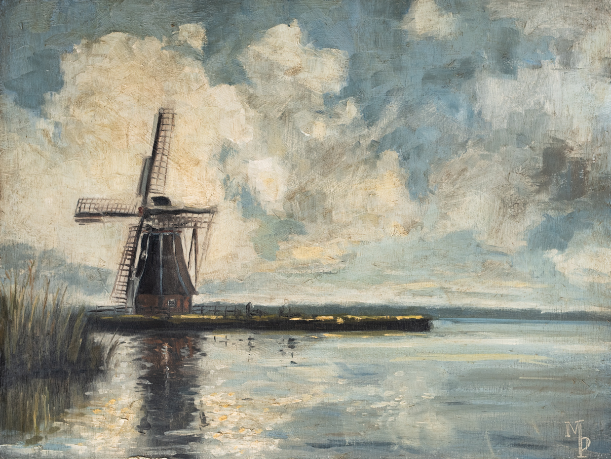 original windmill landscape oil painting | marian parsons | miss mustard seed