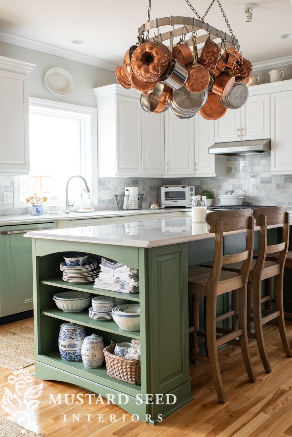 green and white kitchen | miss mustard seed