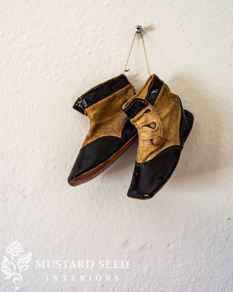 antique leather victorian baby shoes | miss mustard seed