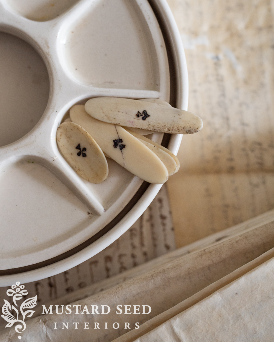 antique bone game pieces | miss mustard seed