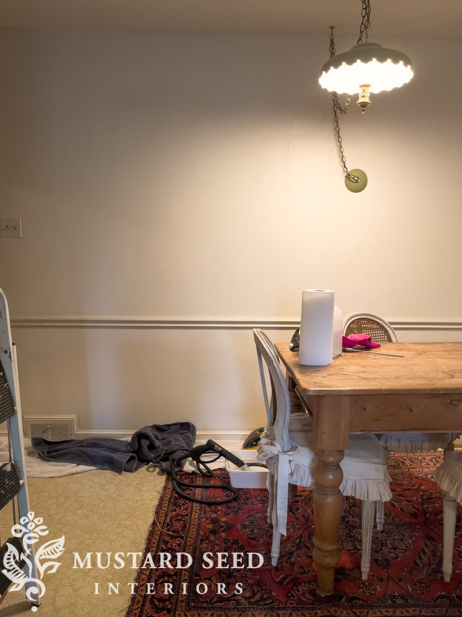 steaming off wallpaper glue | miss mustard seed