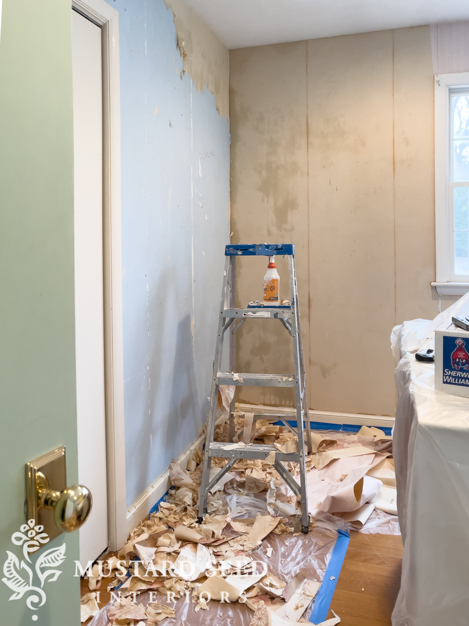stripping off wallpaper | miss mustard seed