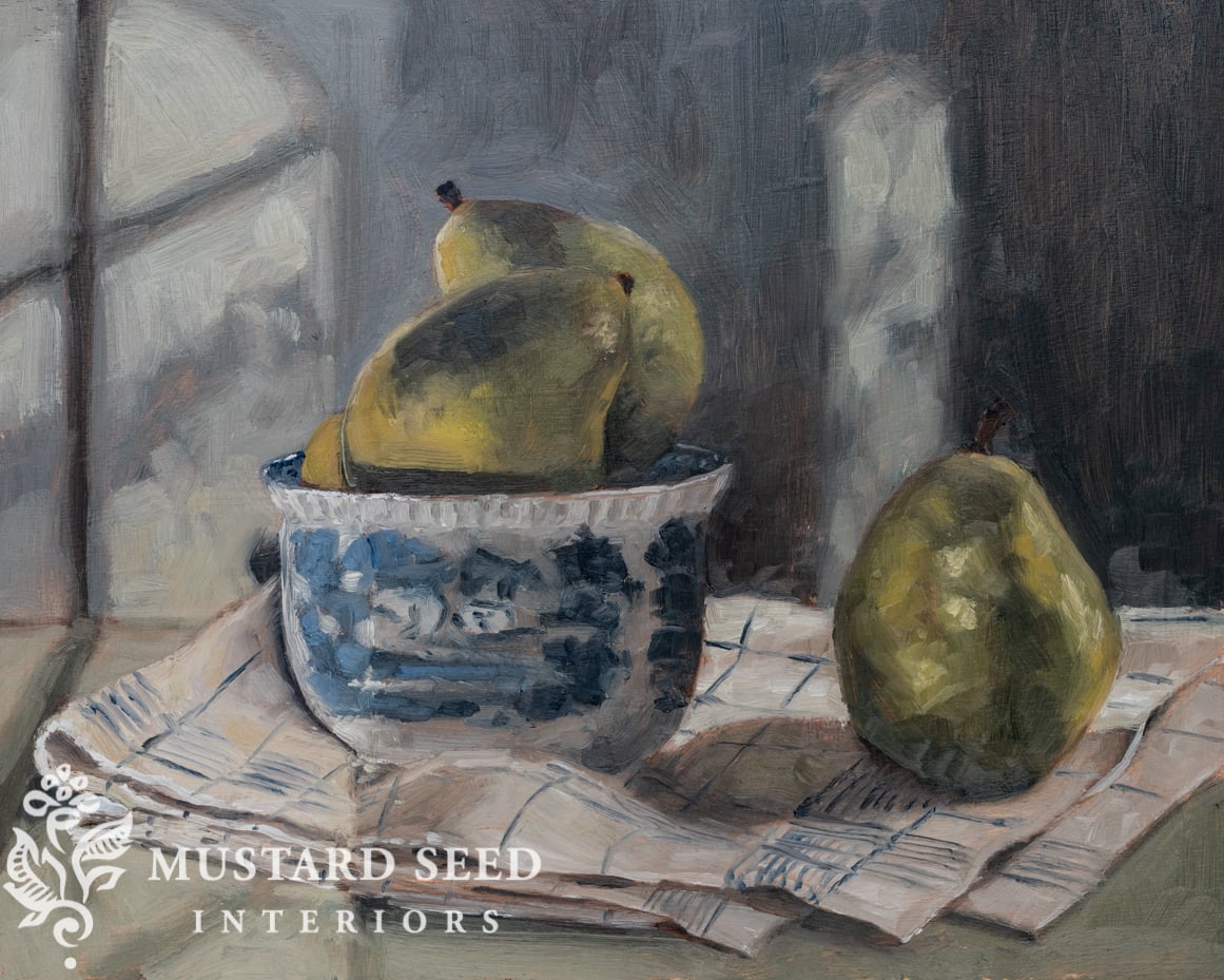 original oil painting | pear still life | miss mustard seed