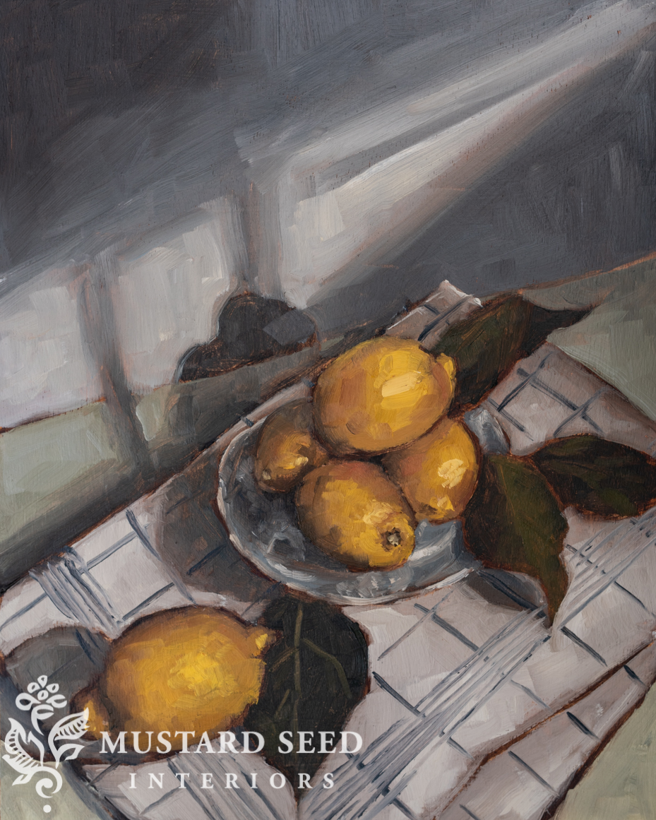 original oil painting | lemon still life | miss mustard seed